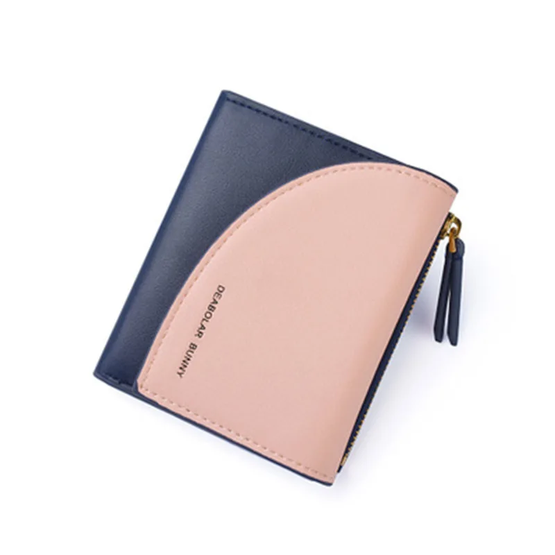 

DEABOLAR ladies wallet short wallet Korean version of the personality stitching contrast color zipper small purse card package