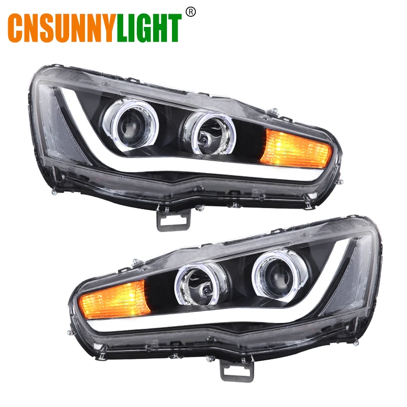 

CNSUNNYLIGHT For Mitsubishi Lancer 2008-2017 Car Headlight Assembly Case LED DRL Turn Signal Projector Lens H7 H1 Plug and Play