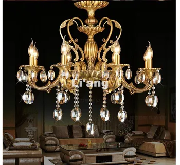 

Modern D62cm H65cm Bronze Color 6L D65cm K9 Crystal Chandelier Lighting Luxurious Brass Crystal Lamp Lustre AC Chandelier Lights