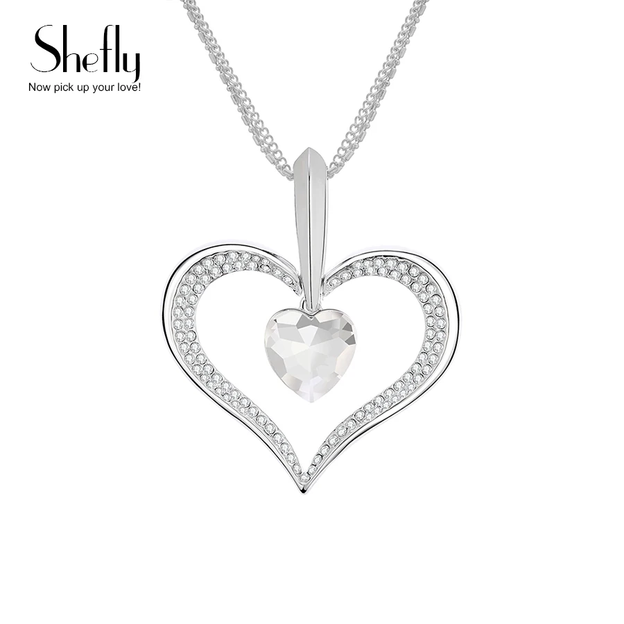 Heart Long Necklace Statement Big Heart Long Chain Necklace Heart