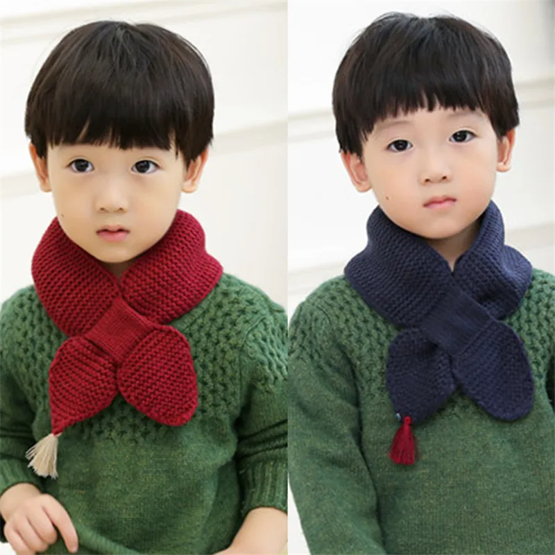 New Fashion Kids Scarf Knitting Pattern Solid Scarves Heart Shape