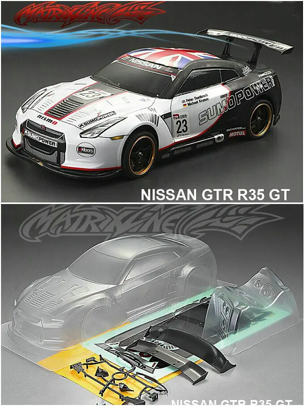 Автомобильный прозрачный корпус Lexan 1/10 RC 190 мм NNissan GTR R35 XANAVI NIISMO широкий с