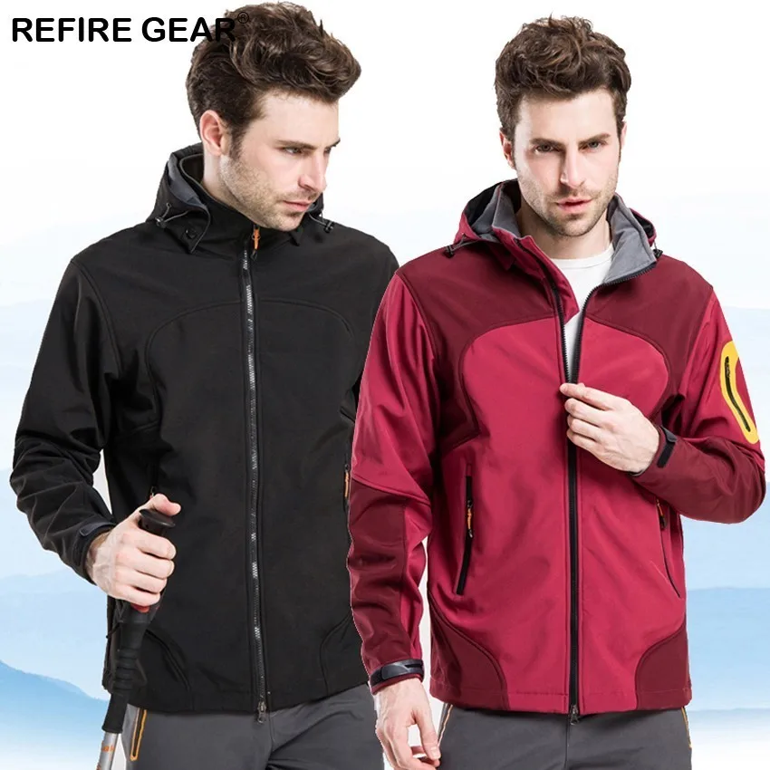 Refire Gear Winter Outdoor Sports Jacket Men Water Repellent Thermal Jackets Camping Hiking Inside Fleece Brand Male Clothing