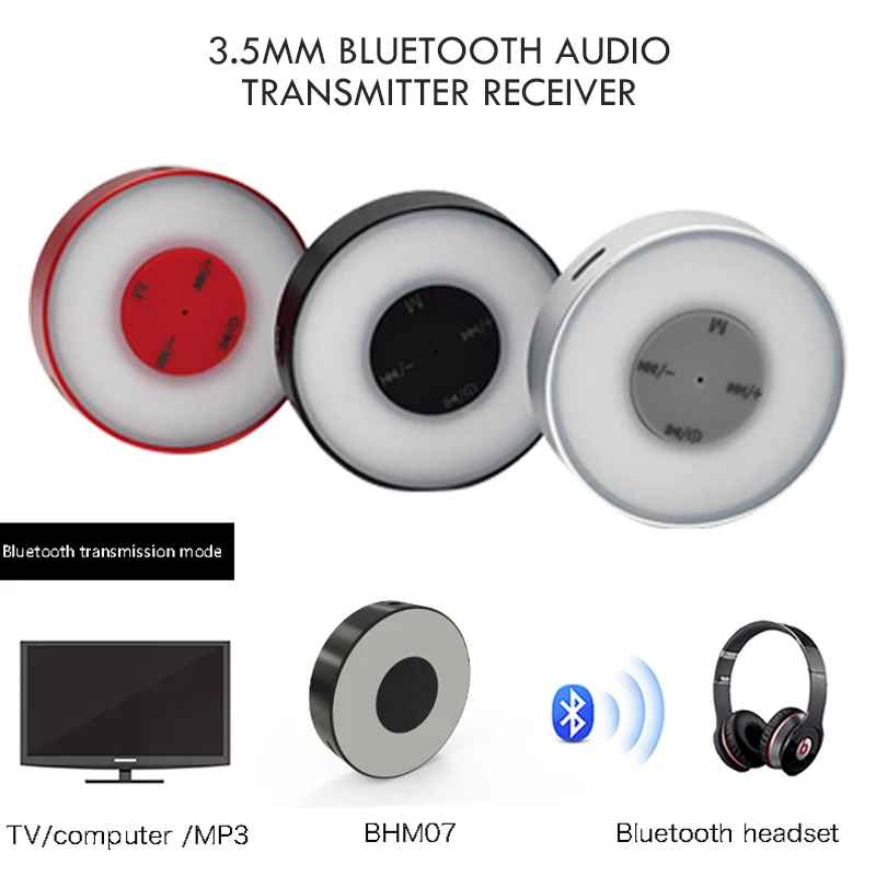 2 in 1 Adapter Bluetooth 4.2 Transmitter Receiver LED Breathing Light 2.4GHz 3.5mm AUX 3 Colors | Электроника
