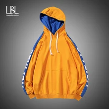 Fashion Harajuku Men Hoodies Swearshirts Patchwork Printed Hooded Sweatshirt Hip Hop Streetwear Male Loose Tracksuit Pullover