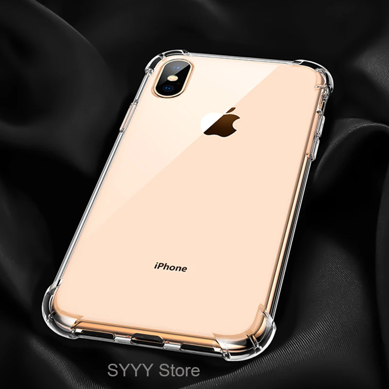 

Luxury anti-knock transparent phone Case For iPhone 6s 7 8 plus se 5 5s business Silicone csae for iphone XS MAX XR Clear Cover