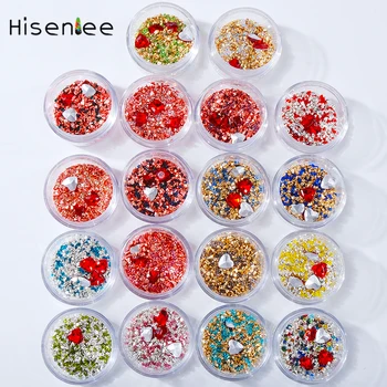 

18 Boxes Fashion Super Shiny Pointed Transparent Rhinestone Red Heart Shape Stone Broken Glass Used For Nail Art Decoration Tool