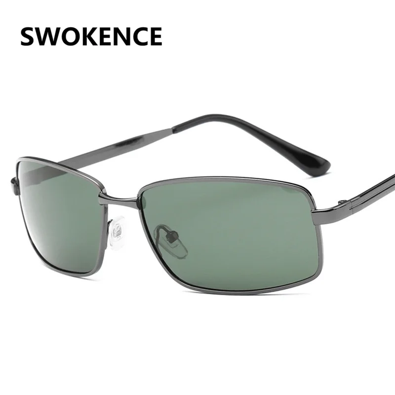 

SWOKENCE 2018 Promotion High Quality Polarized Sunglasses Men Famous Brand Design Square Alloy Frame UV400 Driving Goggles SA07