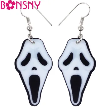 

Bonsny Acrylic Halloween Howling Ghost Earrings Dangle Drop Big Long Fashion Jewelry For Women Girl Ladies Teens Kid Accessories