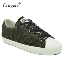 CANGMA бренд Спортивная обувь Для женщин комфорт Дамская обувь осень зеленая полоса ручной работы Пояса из натуральной кожи обувь на плоской подошве Calzado Mujer большой Размеры