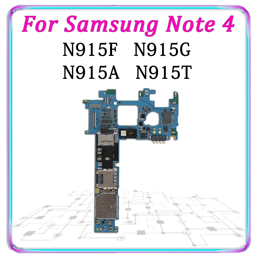 

Original Motherboard For Samsung Note 4 N915G N915F N915A N915T Unlocked Mainboard Android Logic Board Good Working Clean Plate