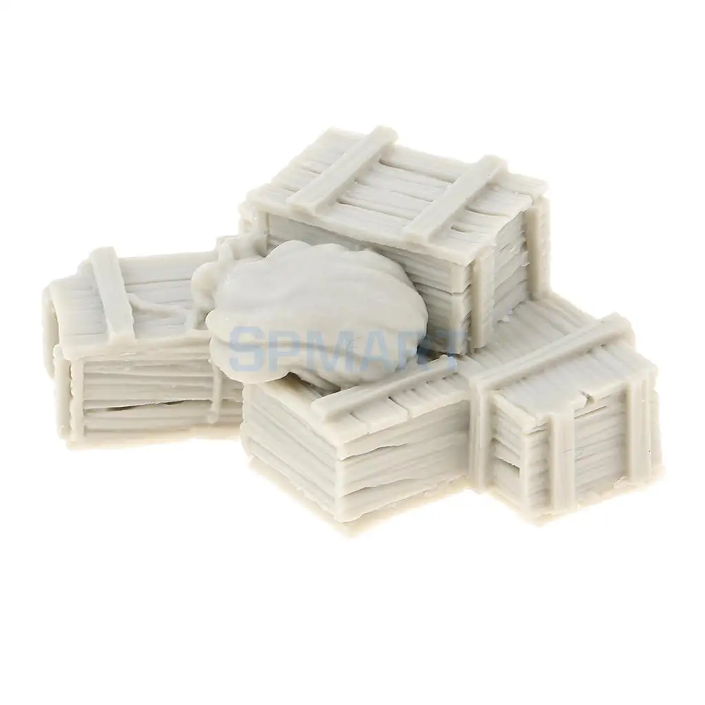 MagiDeal Unpainted Resin 1/35 Resin Soldier Scenario Accessories Set Ammunition Boxes & Bags Full Set Landscape Scene Toys