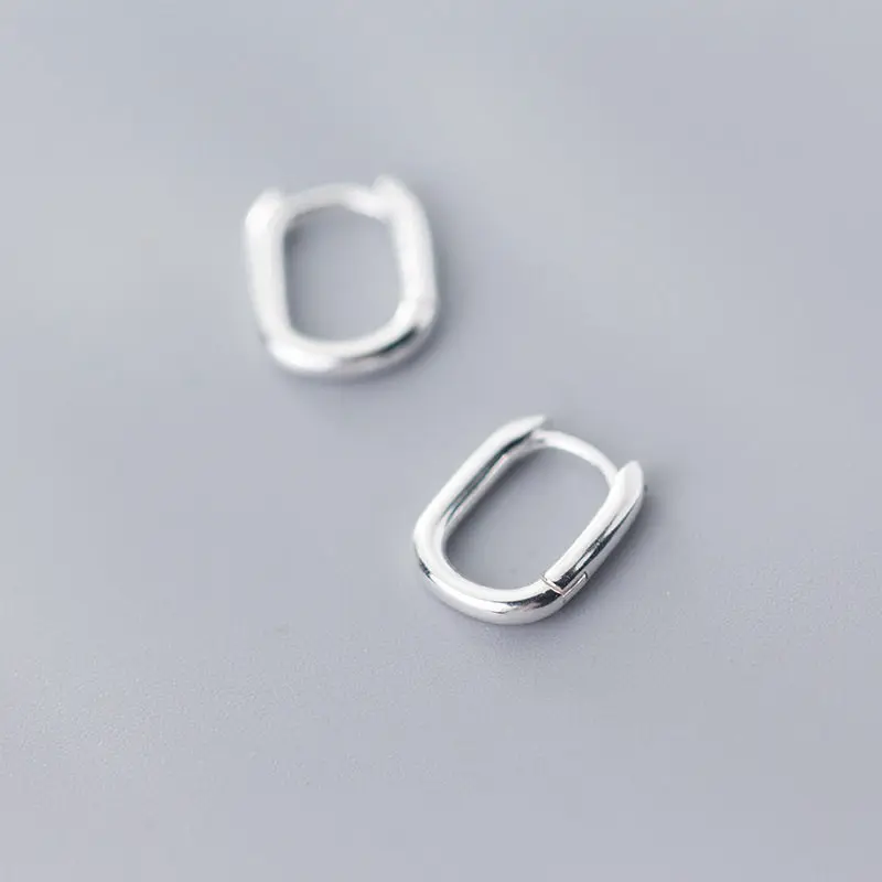 INZATT, настоящее 925 пробы, серебряные, минималистичные, геометрические, Овальные, серьги-кольца для модных женщин, вечерние, хорошее ювелирное изделие, модный подарок - Цвет камня: Silver
