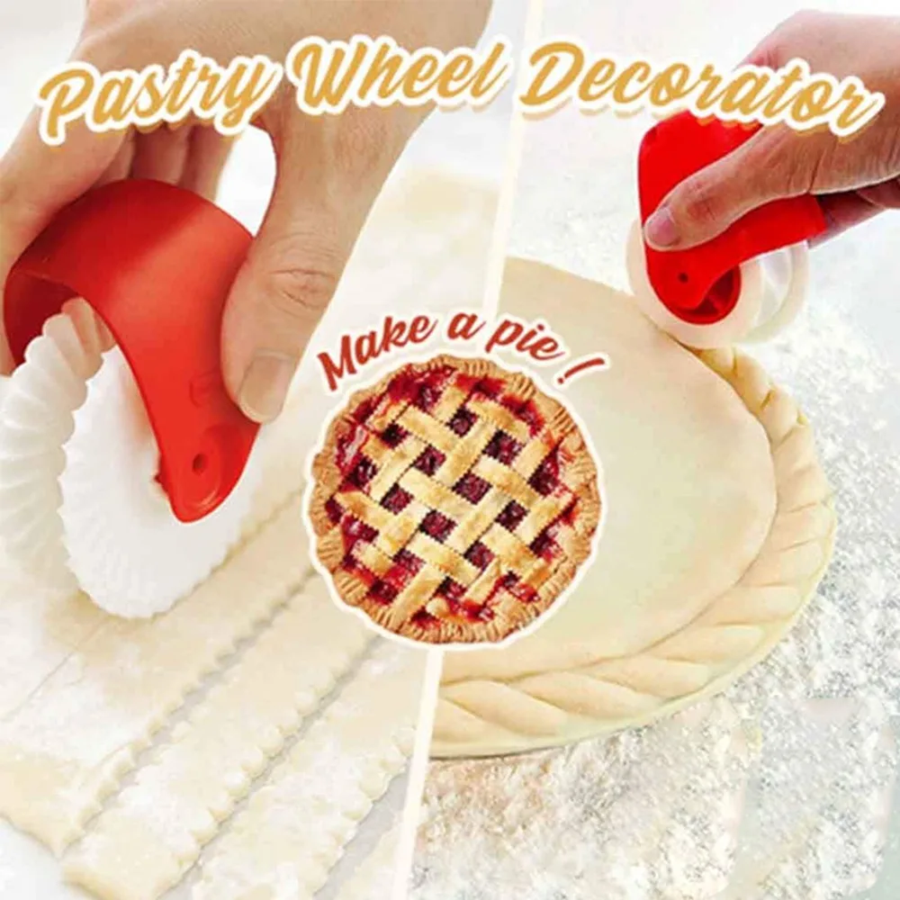

Pizza Pastry Cutter Rolling Wheel Decorator Baking Pie Cake Plastic Wheel Roller Cutting Decor Tools For Kitchen Pizza Pie