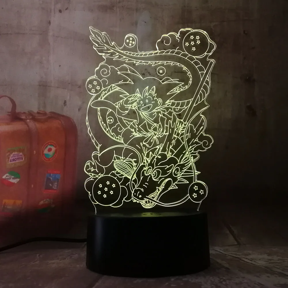 Новая светодиодная лампа Seven Dragon Ball Son Goku Totem акриловая 3D RGB Ночная USB LED s Настольная