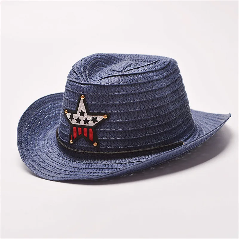 Летние осенние детские кепки 54 см ковбойские шапки для девочек, детские шапки со звездами, соломинка с узором, шапки с кабелем, забавные шляпы для вечеринки по случаю Дня Рождения