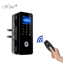 Биометрический Дверной замок без дрели для безрамной стеклянной двери с паролем и функцией дистанционного управления