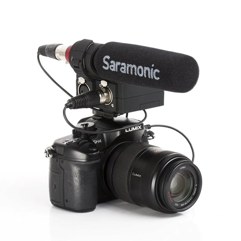 Saramonic MixMic Shotgun видео микрофон со встроенным 2 канальным XLR аудио адаптером для DSLR
