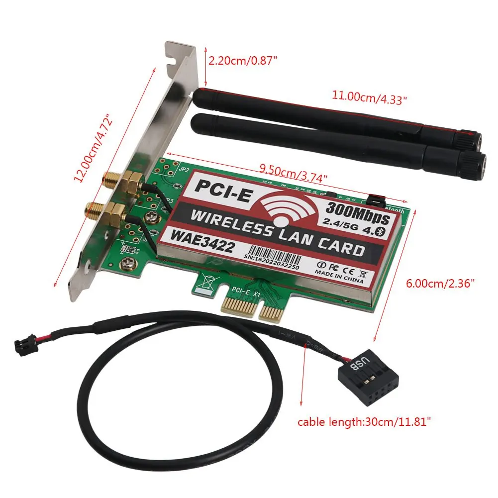 Сетевой карты, Bluetooth 4,0 Dual-Band 2G/5G 300 Мбит/с Pci-E Pci Express Wae3422 сети карта WLAN Wifi адаптер