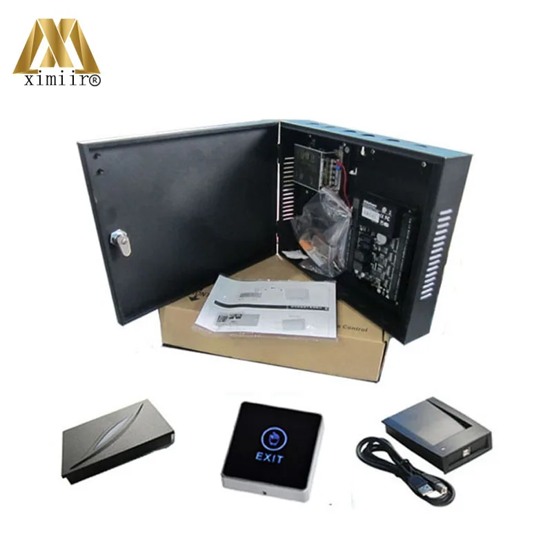

C3-100 RFID card TCP/IP access control panel with power supply metal box touch exit button RFID card reader card register