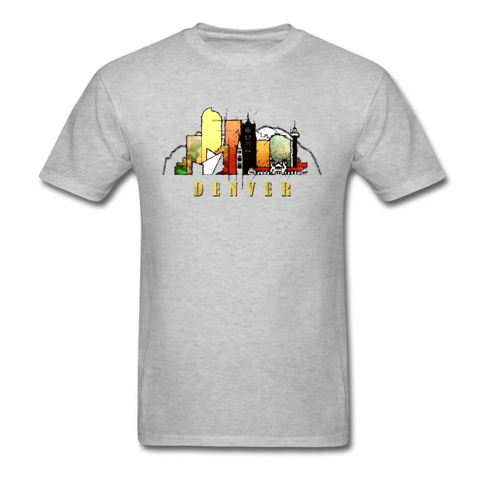 Casual T Shirts 2018 Popular Crew Neck Denver city Pure Cotton Men T Shirt Normal Short Sleeve Tops Tees Free Shipping Denver city grey