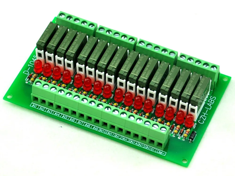

Slim Panel Mount DC12V Source/PNP 16 SPST-NO 5A Power Relay Module,APAN3112