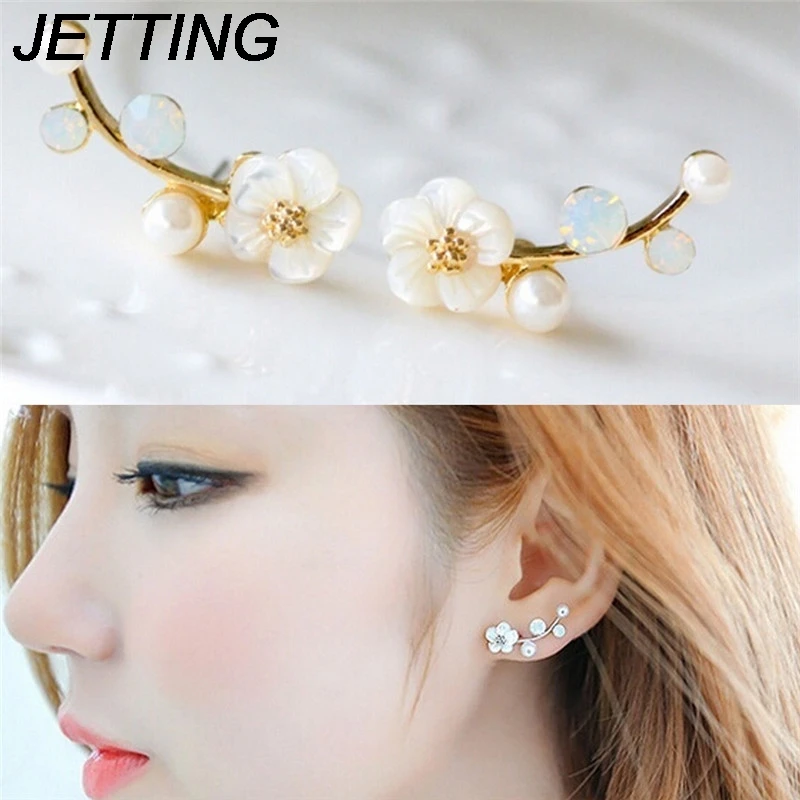 

1 Pair Daisy Flowers Crystals Stud Earring silver Crystal Earring Ear Clip For Women Silver Jewelry Gold Color Rose Gold Color