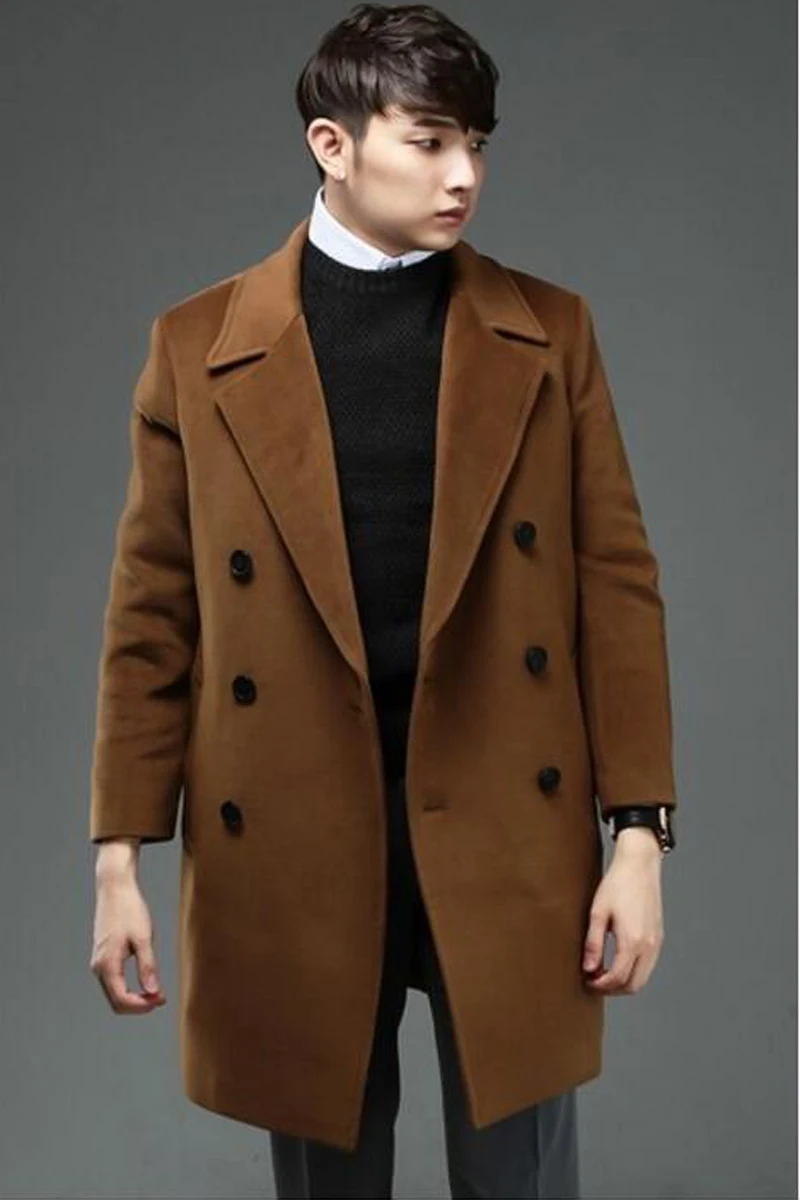 Plus size cashmere overcoat male 2016 loose double breasted woolen ...