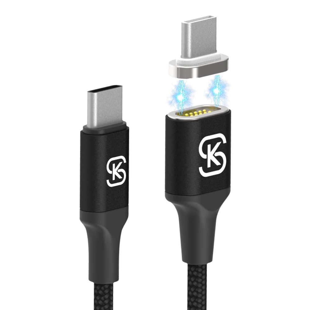 SIKAI المغناطيسي كابل شحن 100 W PD سريع تهمة USB-C نوع-C كابل لجهاز ماكبوك برو المحمول الهاتف المحمول عكسها ماج كابل
