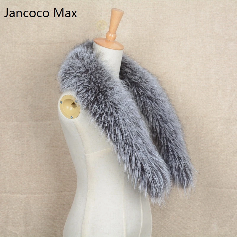 Jancoco Max* 80 см/90 см/100 см воротник из натурального меха серебристой лисы с отделкой для женщин и мужчин модный теплый шарф S1635