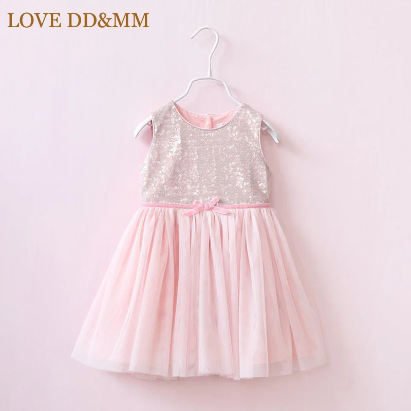 

LOVE DD&MM Girls Clothing Dresses 2019 Spring New Girl Clothes Fashion Sequins Stitching Yarn Dress