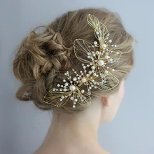 Горячая Распродажа модные жемчужные свадебные заколки для волос набор металлический лист свадебный головной убор для женщин аксессуары ювелирные украшения для невесты