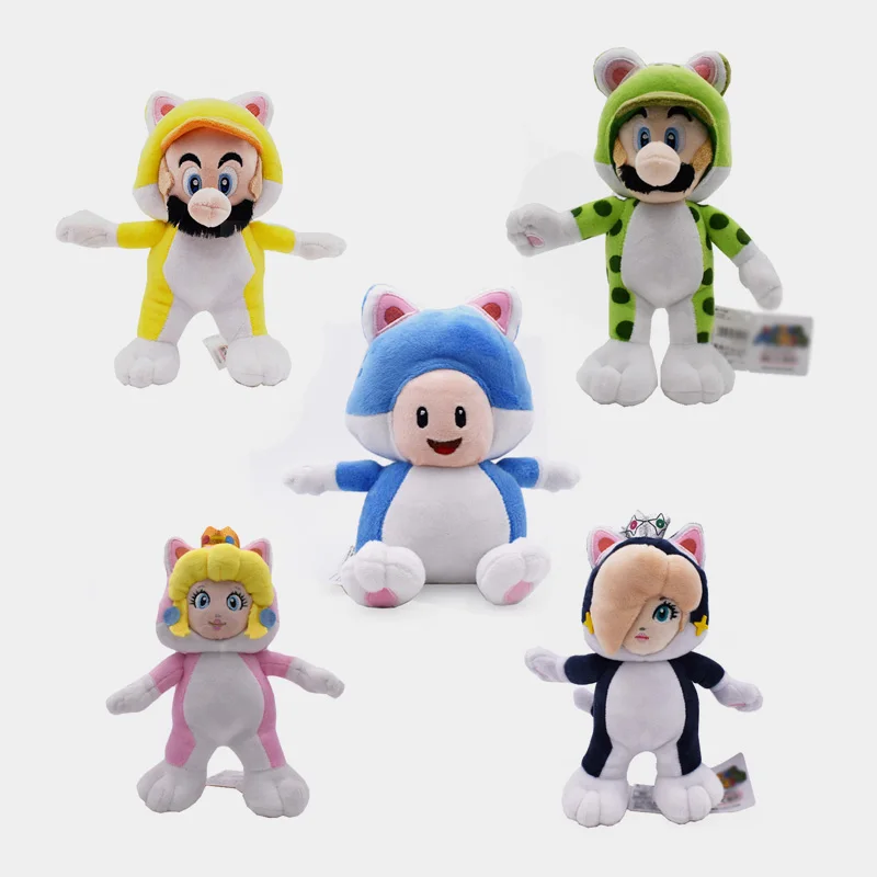 

5 Styles Anime Super Mario Bros Cat Mario Luigi Toad Peach Rosalina Peluche Doll Plush Soft Stuffed Toy Christmas Gift