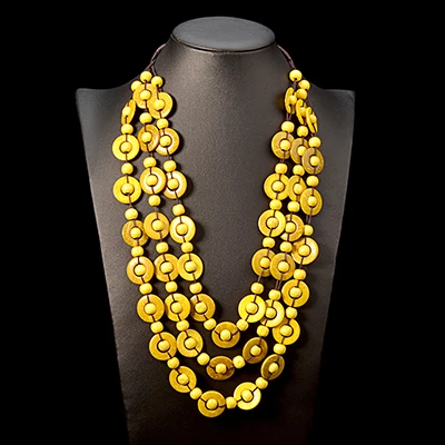 UDDEIN, богемное этническое ожерелье и подвеска, многослойные бусы, ювелирное изделие, винтажное массивное длинное ожерелье, женское деревянное ювелирное изделие ручной работы - Окраска металла: yellow