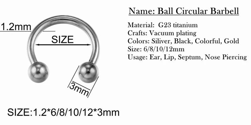 G23titan G23 титановая круглая штанга для носа кольца& гвоздики, пирсинг тела ombligo ювелирные изделия SGS Сертификация