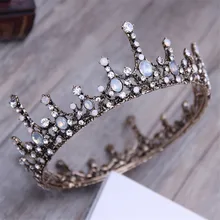 Vintage Baroque Princess Round Bridal tiara Crown Bride Women Wedding Pageant Prom Bridal Black Diadema hairpiece Accessories
