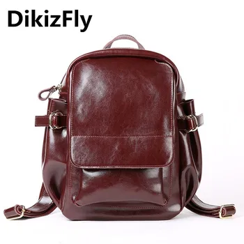 

DikizFly Brand Fashion Backpacks for Teenage Girls Women Split Leather Backpacks School Bag Casual Solid Vintage Travel Backpack