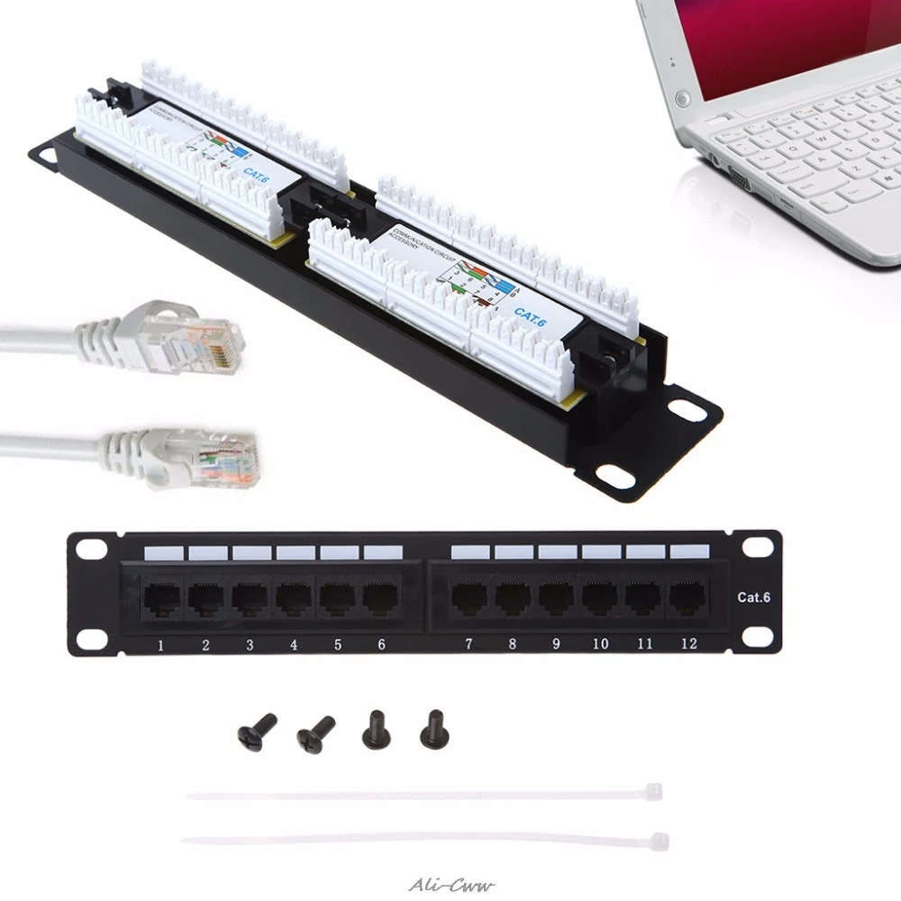 Cat6 12 портов RJ45 патч панель UTP LAN сетевой адаптер Кабельный соединитель стойка