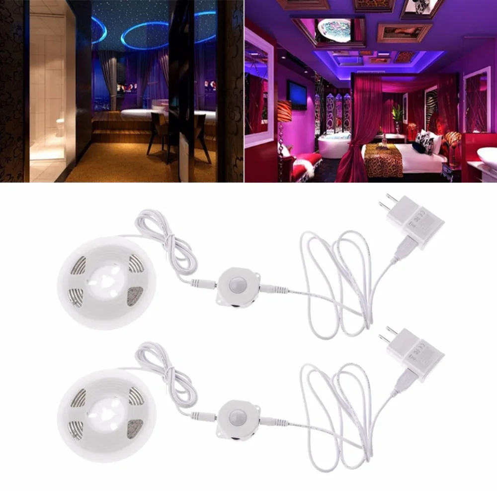 

PIR Motion Sensor 45x2 LED Strip Light USB Waterproof 1.5mx2 Double Bed Timer Lamp Cabinet