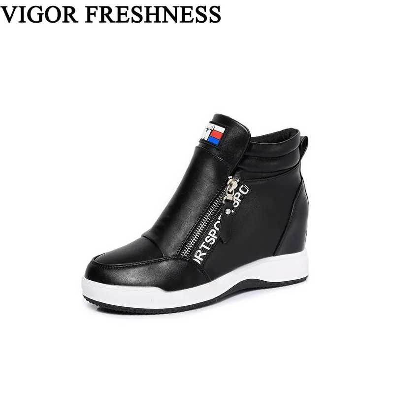 

VIGOR FRESHNESS Autumn Shoes Women Wedges Heels Woman Pumps Height Increasing Sneakers Spring White Sneakers Tennis Shoes WY159
