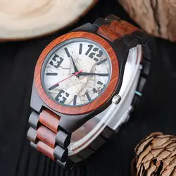 Роскошные часы Для мужчин ручной работы деревянный моды Повседневное 100% Полный природа древесины бамбука кварцевые наручные часы мужской