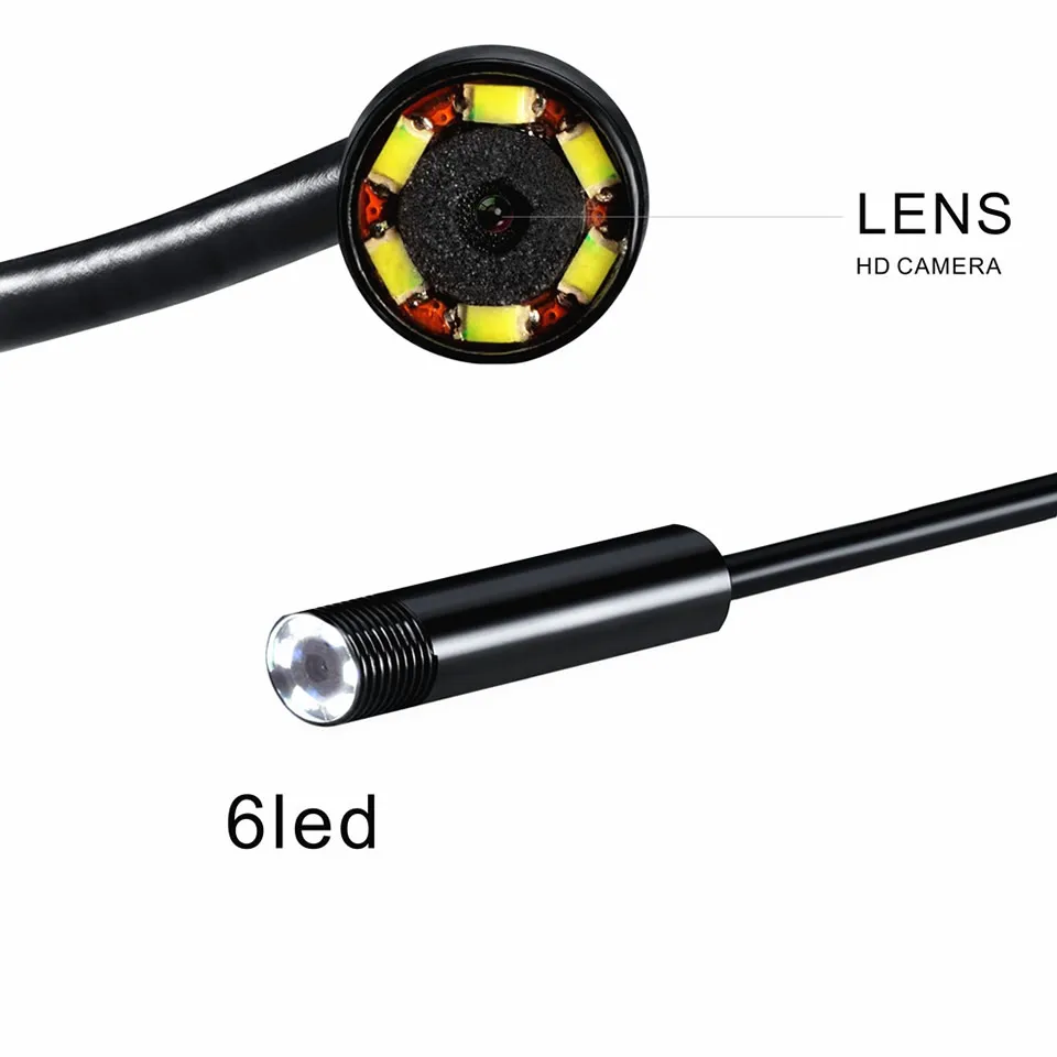 Wsdcam эндоскоп камера 7 мм 2 в 1 микро-usb; мини видеокамеры водостойкие 6 светодиодный бороскоп инспекции для Android Loptop