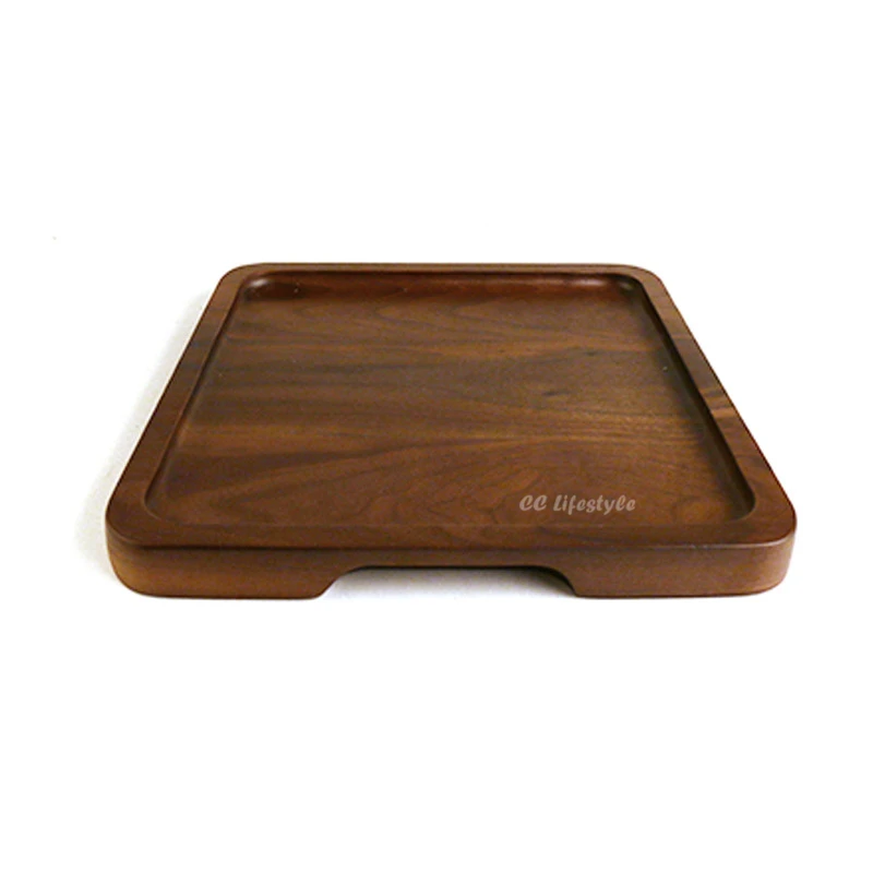 

1pc Black Walnut Tea tray Square cake tray Wooden Tableware Handle Dessert Tray Kitchen Tableware