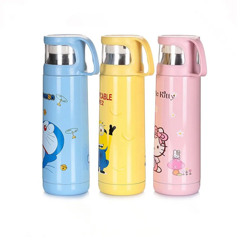 Милый мультфильм рисунок Hello Kitty Doraemon желтые люди Нержавеющая сталь термос