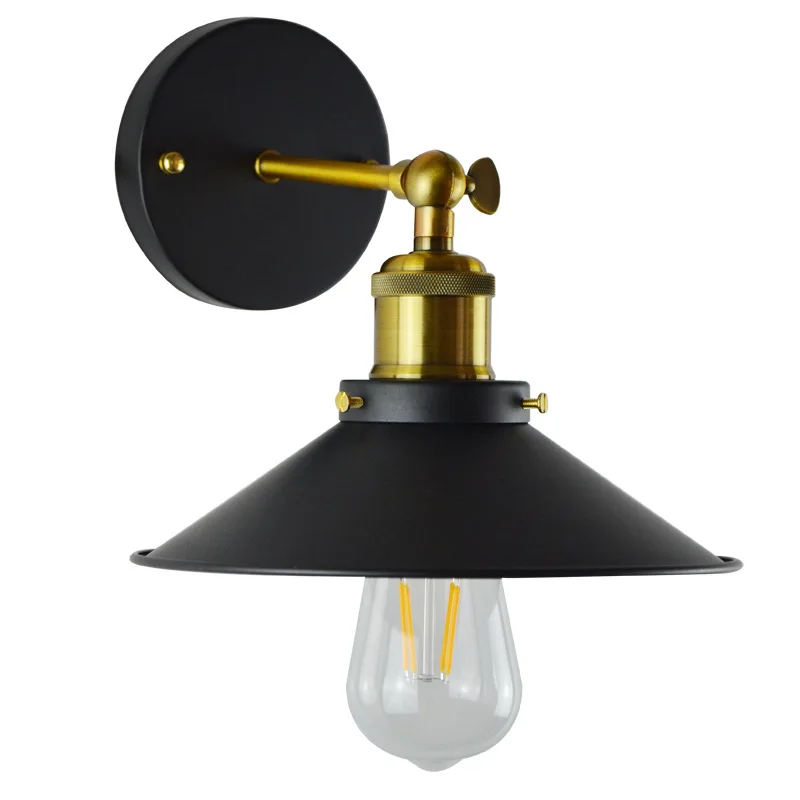 

Loft Wall Light Industrial Vintage Black Umbrella Wall Sconces Iron Lampshade E27 Wall Lighting Fixture for Bar Cafe Loft
