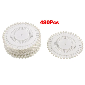 

480 pcs Pins Straight Pins Round Head Pins for Couture Wedding Decoration DIY Crafts - White