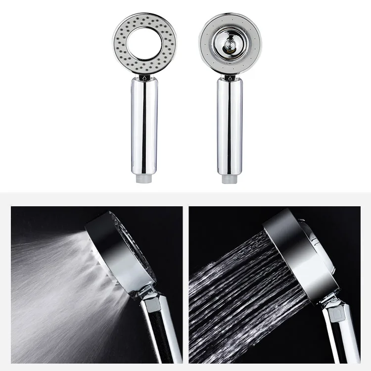 

For Bathroom Double-Sided Shower Head Round Handheld Shower Chrome Booster With High Pressure Saving Water