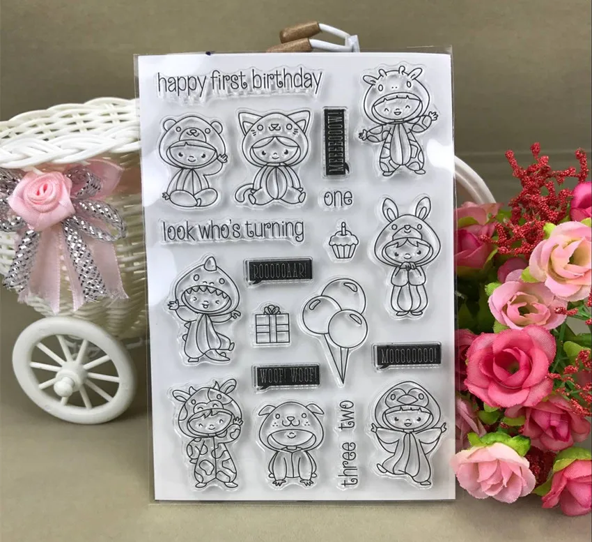 

FIRST birthday stamp Clear Stamp for Scrapbooking Transparent Silicone Rubber DIY Photo Album Decor