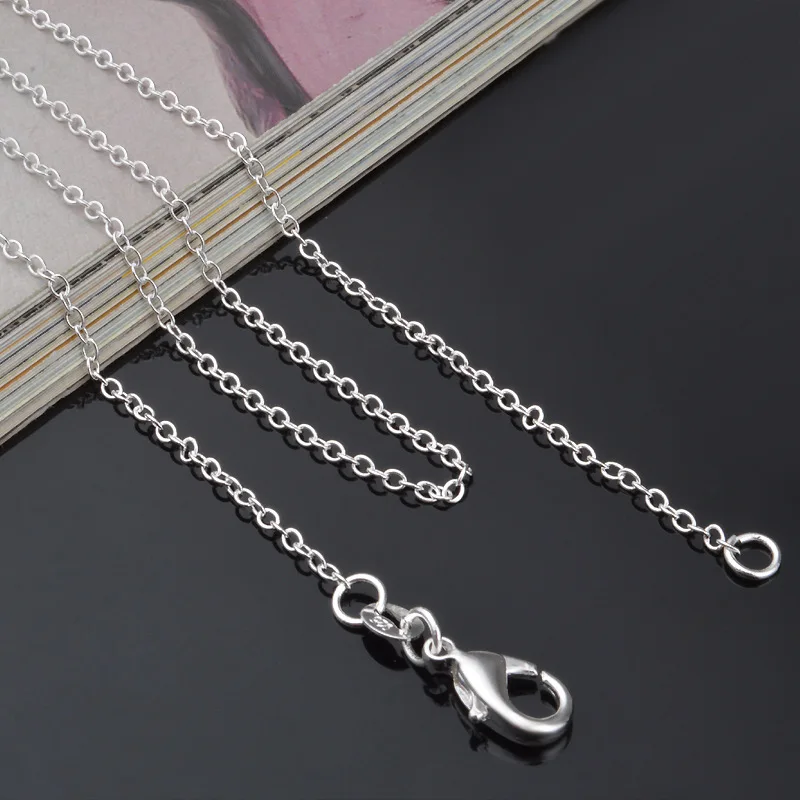 Wholesale Price 5pcs/Lot 18''45cm Simple Fashion 925 Silver 1mm Basic Chain Necklaces Women Jewelry - Image 2