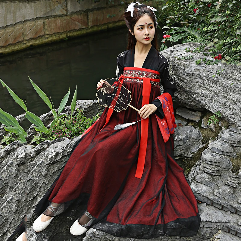 Chinese Hanfu For Women Ancient Folk Dance Costume Stage Festival Outfit Fairy Dress Lady Oriental Performance Clothes DF1018